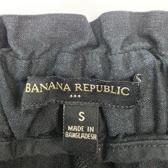 Banana Republic Womens S Black Linen Blend Paper Bag Mid Rise Shorts Pockets - Picture 6 of 11